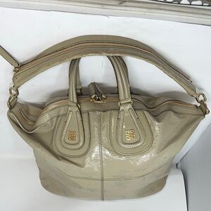 Givenchy Large Gray Taupe Patent Leather Nightingale Bag